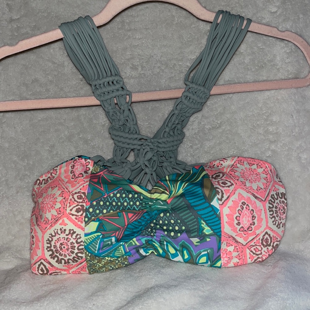 Multi Pastel Colored Bikini Top Size XL